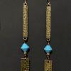 21_Hammered brass and turquoise Savwarski crystal 14k gold-filled ear wire 3" $40
