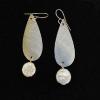 75_Mother of Pearl and pearl disks sterling silver wire 2" $40