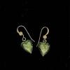 77_24k Green Murano glass hearts 14k gold-filled ear wire 1" $40