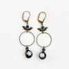 92_ Base metal hoops and birds Venetian glass murrini bead, glass 14k gold-filled ear wire 3" $40