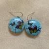 98_Composite turquoise colored butterflies Sterling silver earwire 1" $25