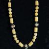 08_Yellow jade with vintage large cloisonné beads, glass  14"  $125
