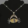 01_Unique sterling silver crab (approx 2.5") with jasper and citrine, sterling silver chain with light green pearls  16"  $125