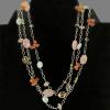 03_Sterling silver three-strands with citrine, carnelian, rose quartz, green turquoise, calcedony, 14". $125
