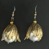 47_Vintage faux pearl, sterling silver earwire, 14K gold filled, 1"  $45