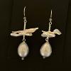 59_Large pearls, flat pearl wings, sterling silver 1.75"  $75