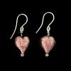 105_white gold Murano Venetian glass hearts, Swarvaski crystal, sterling silver 1.25"  $45