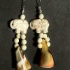 116_Shell, vintage ivory beads, howlite elephants, heist shells, sterling silver 2.25"  $56