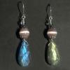 122_Labradorite drops, chocolate moonstone, fluorite, sterling silver  2" long  $68