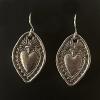 127_ Silver plated stamped hearts, sterling silver earwire 1.25" $35