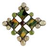 24_Mouth-blown green and gold Fremont glass with clear glass nuggets  5.75"  $75
RA