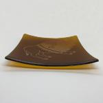 03_ Irridized sandblasted fused glass plate amber Bison $125 SOLD DW