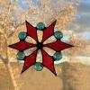 14_Cranberry glass and teal snowflake $30